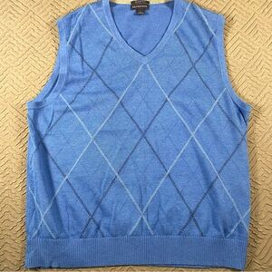 Lands End Cotton Argyle Sweater Vest Men’s Large 42/44